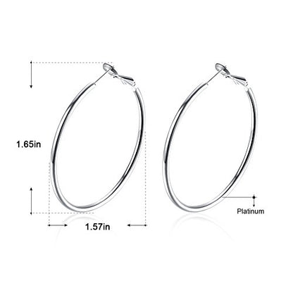 Gold Hoop Earrings,18K Gold Plated Rounded Hoops Earrings for Women - color: white-Rounded-1.8"