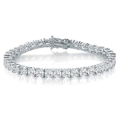 18K White Gold Plated Tennis Necklace/Bracelet/Earrings/Band Ring Sets Hypoallergenic Jewelry Pack of 4 - color: White