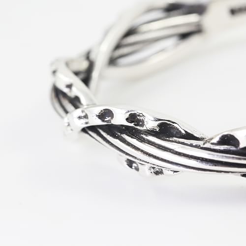 Innocence S925 Silver-Plated Antique Wide Feather Cuff Bracelet For Men Women Adjustable Retro Twisted Feathers Bracelets Gift Jewelry - color: Twisted