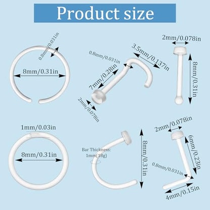Yolev 30 Clear Nose Rings Studs Acrylic Nose Piercing Retainer Invisible Nose Stud for Work Flexible Nose Ring Retainer Nose Ring Hoop Belly Button Septum Lip Eyebrow Tongue Nipple Rings Body Jewelry