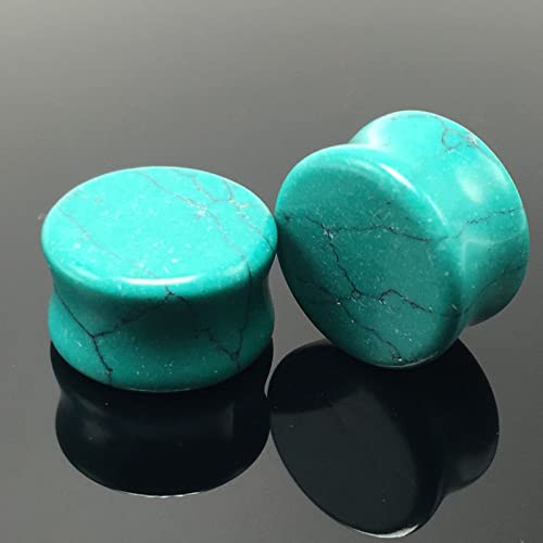 2PCS Stone Ear Gauge Plugs, Turquoise Ear Gauges Jewelry Turquoise Stone Ear Gauge Plugs for Men
