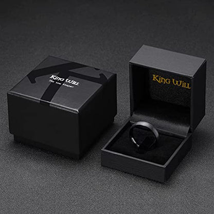 King Will Wedding Band for Men Women, 2/4/6/7/8mm Domed Matte Brushed Tungsten Carbide Rings, Solid/Dual Color Engagement Rings, Comfort Fit - color: Black-6mm