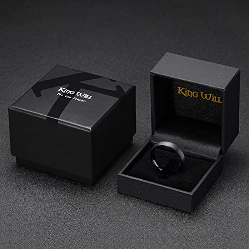 King Will Wedding Band for Men Women, 2/4/6/7/8mm Domed Matte Brushed Tungsten Carbide Rings, Solid/Dual Color Engagement Rings, Comfort Fit - color: Black-6mm
