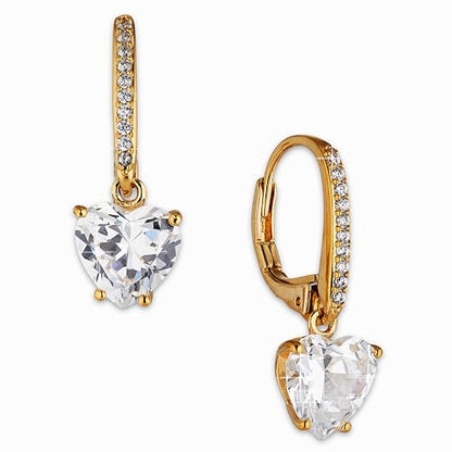 NADRI Cushion Cut CZ Leverback Earrings - color: Heart - Gold