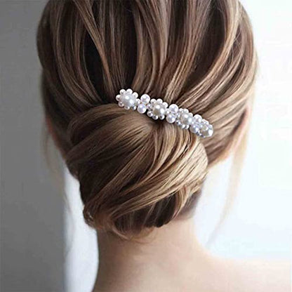 Pearl Hair Comb Barrette Pearl Hair Barrette Comb Faux Pearl Wedding Headpieces French Pearl Head Comb Clip Decorative Headwear Bride Hair Accessories for Women (Style D)
