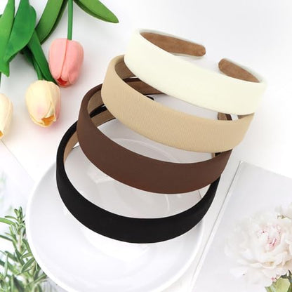 Wecoe Headbands for Women 4pcs Neutral Wide Headbands Non Slip Fashion Head Bands Comfortable Hairbands Fall Winter Hair Accessories for Women & Girls