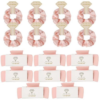 Bridesmaid Scrunchies Proposal Gifts 4.1 Inch Square Set of 8 Bachelorette Hair Claw Clips ideas Bridal Shower Gift for Wedding Party Favors (16pcs Pink) - color: 16pcs Pink
