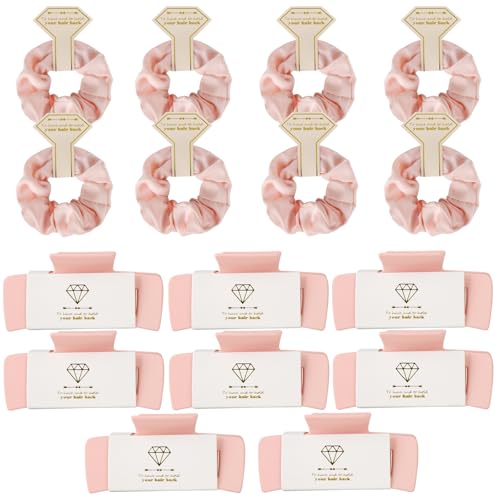 Bridesmaid Scrunchies Proposal Gifts 4.1 Inch Square Set of 8 Bachelorette Hair Claw Clips ideas Bridal Shower Gift for Wedding Party Favors (16pcs Pink) - color: 16pcs Pink
