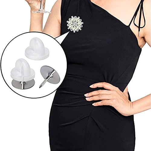 400pcs PVC Rubber Pin Backs Heliltd Butterfly Clutch Pins Tie Tacks Blank Pins for Uniform Badges Backing Holder Clasp Lapel Pin Enamel Pins(200 Sets, Clear) - color: Clear