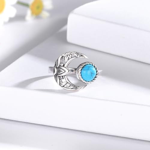 Sariel 925 Sterling Silver Toe Rings for Women Boho Adjustable Mid Finger Rings Summer Vacation Ocean Beach - color: Moon