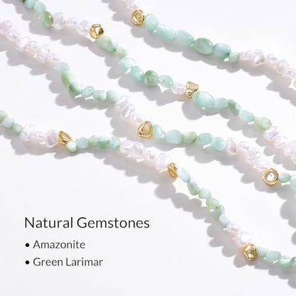 KissYan Beaded Necklaces for Women, Layered Pendant Choker for Summer | Stackable Colorful Natural Gemstone Handmade Beach Charm Chain Valentine's Jewelry Gifts For Girlfriend Wife Lover - style: Beads