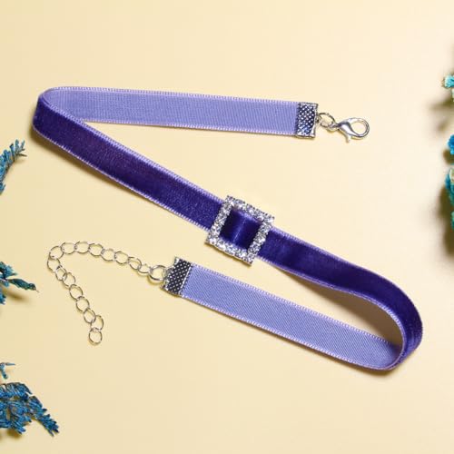 Nova&Aria Chokers Set For Women Heart Choker Necklaces Flower Pendant Velvet Cute Pink Turquoise Blue White Black Choker Necklace Christmas Colorful Lace Chokers - color: DarkBlue