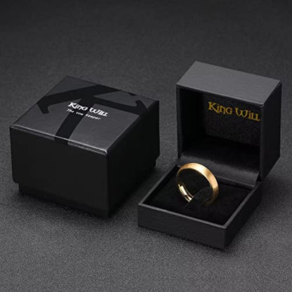King Will Wedding Band for Men Women, 2/4/6/7/8mm Domed Matte Brushed Tungsten Carbide Rings, Solid/Dual Color Engagement Rings, Comfort Fit - color: Gold-4mm