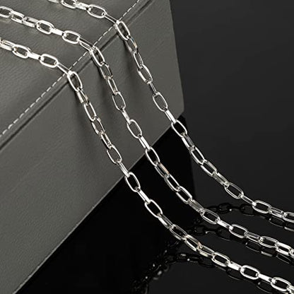 32.8 Feet Aluminum Flat Oval Silver Chains for Jewelry Making Unwelded Paperclip Link Cable Chain Spool Necklace Chains Bulk with Lobster Clasps and Jump Rings - color: 5.5×11mm-Silver