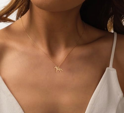 LLWOM Gold Necklace for Women-14k Gold Plated Infinity Necklace Star Of David Necklace Evil Eye Cross Pendants Heart Dainty Gold Necklace For Women - color: Gold-Horse