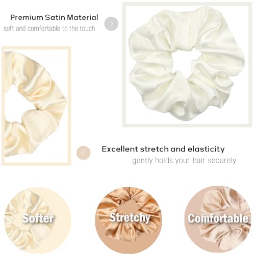 IVARYSS Satin Scrunchies for Women, Soft Than Silk for Hair, Fashion Ties and Bands for Thin | Thick Hair Styling, 16 Pack (Champagne) - color: Champagne