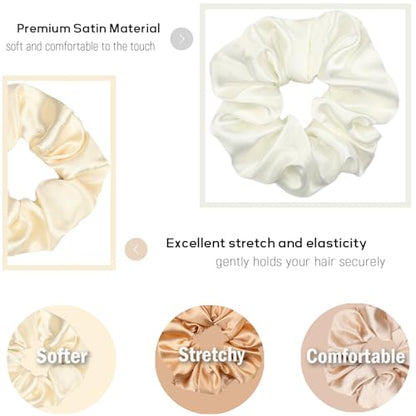 IVARYSS Satin Scrunchies for Women, Soft Than Silk for Hair, Fashion Ties and Bands for Thin | Thick Hair Styling, 16 Pack (Champagne) - color: Champagne