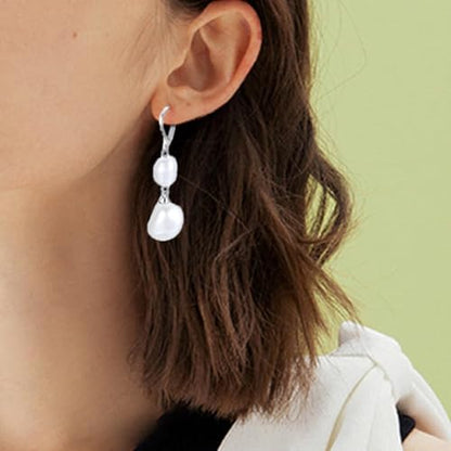 925 Sterling Silver Hook Pearl Dangle Earrings for Women Drop Hook Vintage Earrings Jewelry Birthday Gifts - style: DBHoop