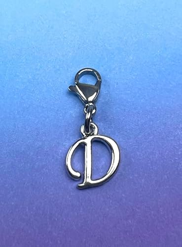 Initial Italic Cursive Stainless Steel Clasp Clip on Charm Graduation Cap Tassel Event Party Invitation Card Baby Shower Birthday Thank You Celebration Personalized Congratulations Choice of 26 Letters - style: Letter D