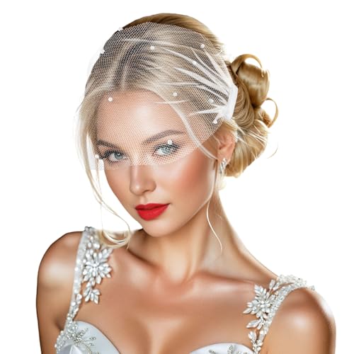 DOCILA Mesh Veil Headband For Women, 1920s Flapper Fascinator Face Veils, Bridal Wedding Tea Party Headwear Accessories