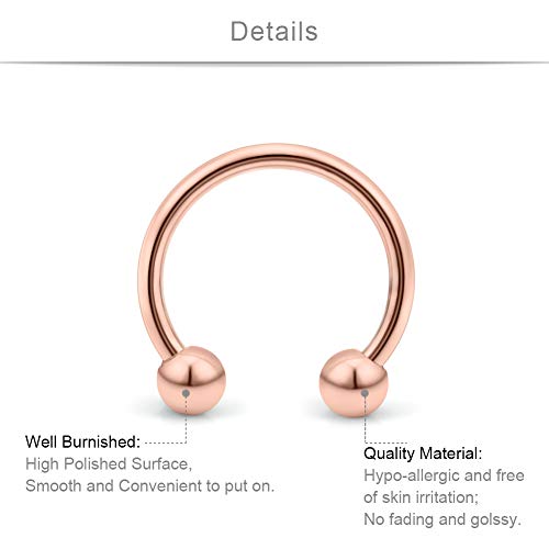 SCERRING 14G Nipple Rings Stainless Steel Nipplerings CZ Heart Tongue Shield Barbell Rings Retainer Body Piercing Jewelry for Women 9/16Inch 8 Pairs - color: 8 Pairs - Rose Gold