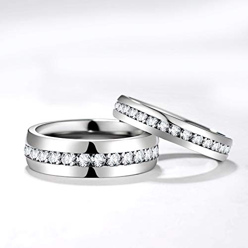 TIGRADE 2.5mm 4mm 5mm 6mm Titanium Ring Cubic Zirconia Engagement Ring Wedding Band Size 3 to 13.5 - color: 6mm
