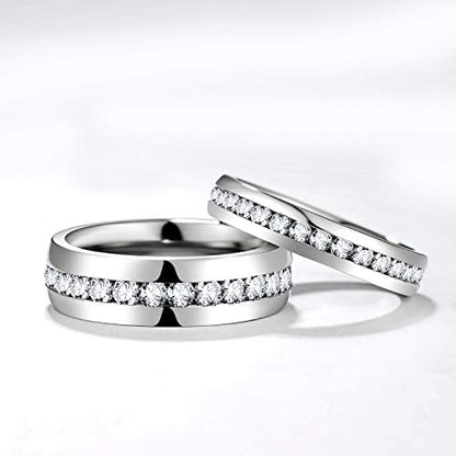 TIGRADE 2.5mm 4mm 5mm 6mm Titanium Ring Cubic Zirconia Engagement Ring Wedding Band Size 3 to 13.5 - color: 6mm