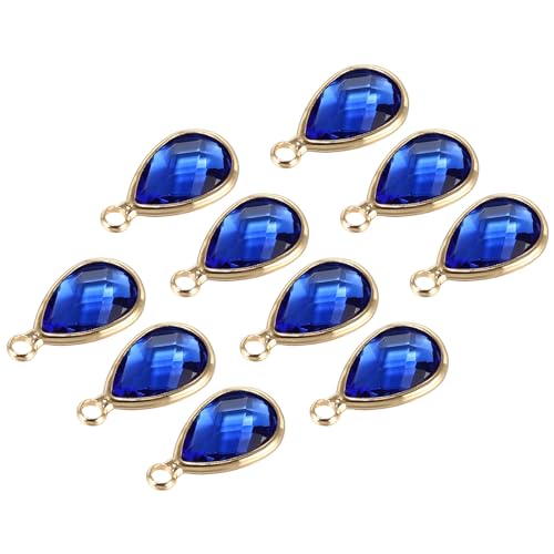 PATIKIL Birthstone Charm Beads Drop Pendant, Handmade Birthstone for Personalized Earrings Bracelet Necklace - color: Dark Blue, size: 0.63" x 0.31"