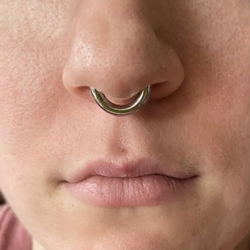 4G/6G/8G/10G/12G/14G/16G/18G/20G Hypoallergenic Nose Hoop Rings Steel Hinged Clicker Segment Gold/Rose Gold/Black/Pink Color - style: 1pc: 8g×12mm Silver-tone