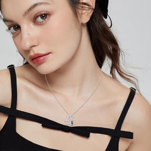 Heart Animal Necklace 925 Sterling Silver Cute Animal Pendant Jewelry Birthday Gifts for Women Girlfriend Mom Animal Lovers - style: 1-3 Black Cat