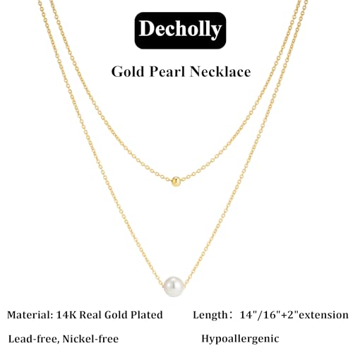 Gold Pearl Necklaces for Women Trendy, 14K Gold Plated Dainty Necklace Simple Layered Pearl Necklaces for Women Trendy Wedding Birthday Jewelry - color: 4-Layered Pearl