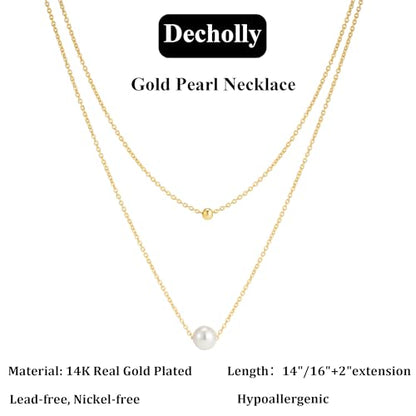 Gold Pearl Necklaces for Women Trendy, 14K Gold Plated Dainty Necklace Simple Layered Pearl Necklaces for Women Trendy Wedding Birthday Jewelry - color: 4-Layered Pearl