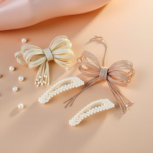 Pearl Hair Clips for Women, Snap Pearl Hair Clips and Barrettes, Stylish Hair Accessories for Daily Wear, Parties and Weddings, Elegant Design