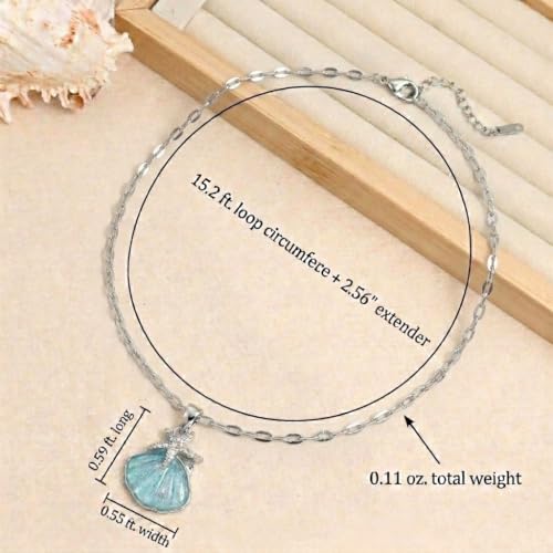 Jean Beau Dainty Pendant Necklaces for Women, Cute Chain Necklace Jewelry Gift - color: Silver Blue