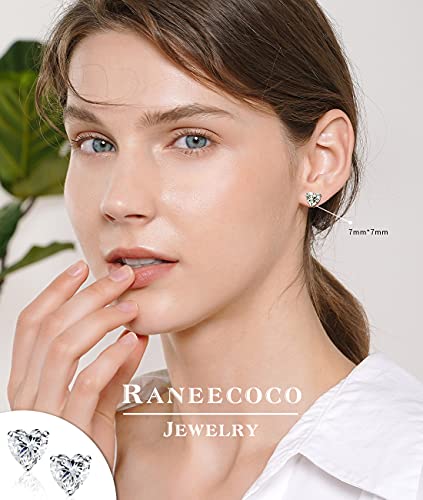 "STUNNING FLAME" Trillion-cut/Cushion-cut/Emerald-cut/Marquise-cut ... 18K White Gold Plated Sterling Silver Cubic Zirconia Simulated Diamond Stud Earrings for Women - color: Heart-Cut, size: medium-white gold plated silver