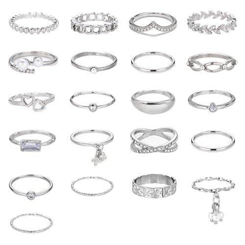 42-Piece Gold Tone Stackable Ring Set for Women, Boho Minimalist Stacking Rings with Crystal & Heart Accents, Adjustable Open Band Jewelry for Daily Wear - style: TZY-003351-01