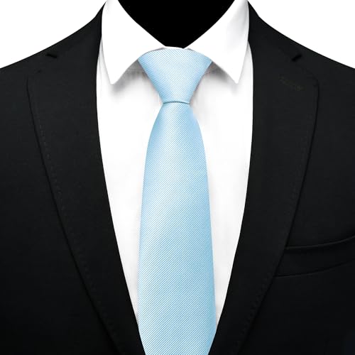 GUSLESON 3.15"（8cm） Mens Pre-tied Adjustable Zipper Tie Solid Necktie for Business and Wedding - color: Baby Blue