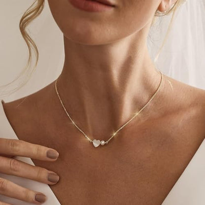 Pearl Necklaces for Women Trendy,14k Gold Plated Pearl Pendant Necklace Dainty Wedding Necklace Small Cute Gold Choker Necklace for Women Non Tarnish Gold Prom Jewelry Fashion Bridesmaids Gifts - color: heart pearl necklace