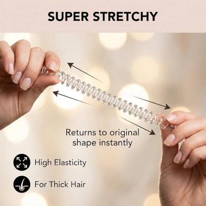 4pcs Spiral Hair Ties for Women – Hair Ties No Damage, Ponytail Holders for Thick and Thin Hair – Creaseless and Dent-Free Coil, Phone Cord Style Transparent| Ideal Gifts for Women