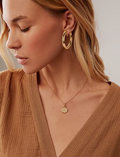 WOWORAMA Chunky Gold Hoop Clip On Earrings for Women | Large Chunky Hoops Clips Earrings, Polished Gold-Plated Clip-On Hoops, Statement Non Pierced Jewelry - color: 40mm Round Hoops