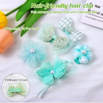 180+ Pcs Green Dog Hair Accessories Set,Small Dog Hair Bows with Rubber Bands,Cute Puppy Hair Ties,Bowties for Small Dogs Cats,Dog Hair Clip,Floral Bell Collar,Flower Scrunchie - color: Green