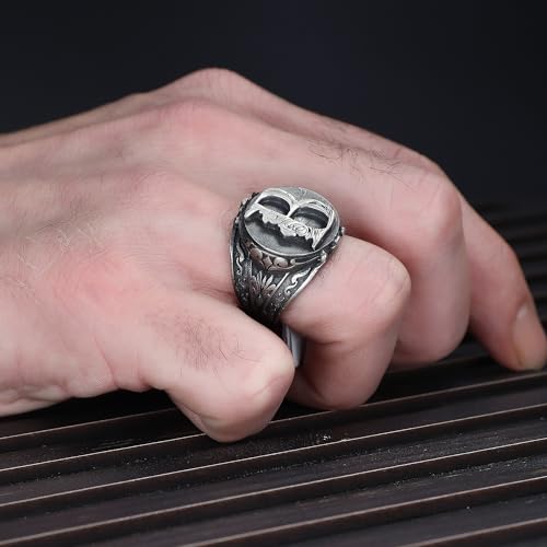 925 Sterling Oxidized Silver Personalized Men's Signet Ring, Customizable Letter Ring, Monogram Silver Ring, Vintage Ring, Gift for Men