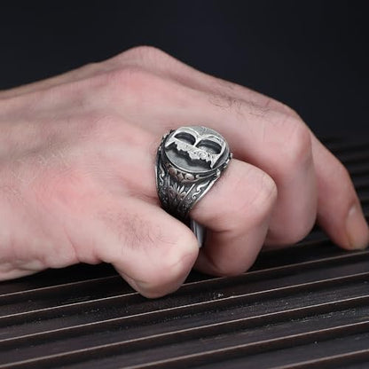 925 Sterling Oxidized Silver Personalized Men's Signet Ring, Customizable Letter Ring, Monogram Silver Ring, Vintage Ring, Gift for Men