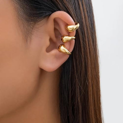 Ear Cuff Earrings for Women Chunky Ear Cuffs Non Piercing | Clip on cartilage earrings helix fake earrings jewelry trendy stuff christmas gift stocking stuffers - color: L