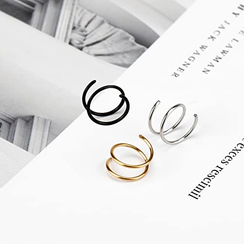 20G Double Nose Ring Hoop for Single Piercing - 2-36 Pcs Jewelry for Women - color: Gold,Black,Silver