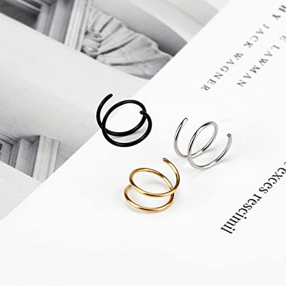 20G Double Nose Ring Hoop for Single Piercing - 2-36 Pcs Jewelry for Women - color: Gold,Black,Silver