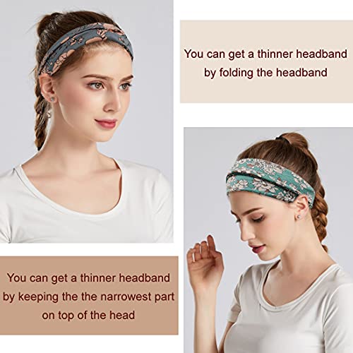 YONUF Boho Headbands For Women Fashion Wide Headband Yoga Workout Head Bands Hair Accessories Band 6 Pack - color: Flower 3