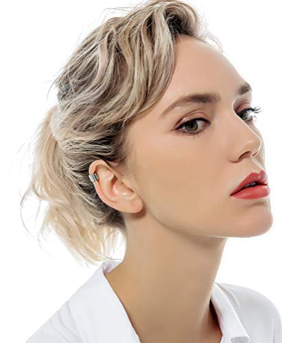 4-10 Pairs Stainless Steel Ear Cuff Helix Cartilage Clip On Wrap Earrings Fake Nose Ring Non-Piercing Adjustable - color: A0:10 Pairs, Silver