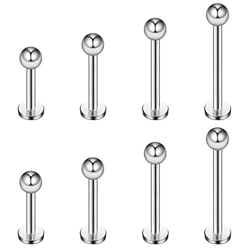 14G Labret Monroe Lip Ring Helix Earring Tragus Cartilage Piercing Jewelry 8PCS - color: Steel