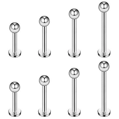 14G Labret Monroe Lip Ring Helix Earring Tragus Cartilage Piercing Jewelry 8PCS - color: Steel
